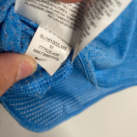 Nike Dri-Fit Blue Running Short-Sleeve Boxy Top Zip Pocket Size M - Picture 9 of 12
